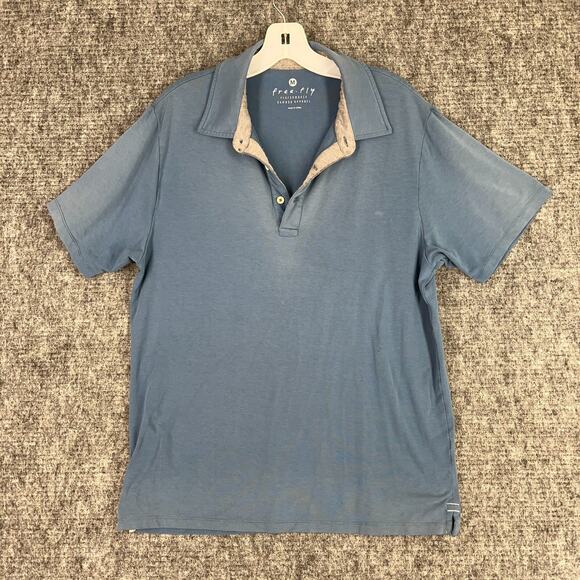 Free Fly Mens Polo Shirt Medium Blue Broken In Worn Performance Preppy Clubhouse - Picture 1 of 7